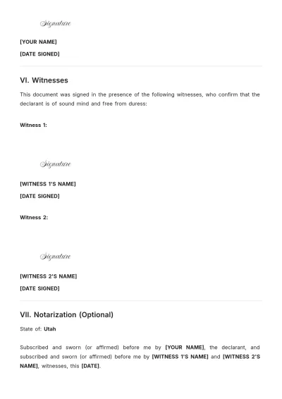 Free Utah Living Will Template to Edit Online
