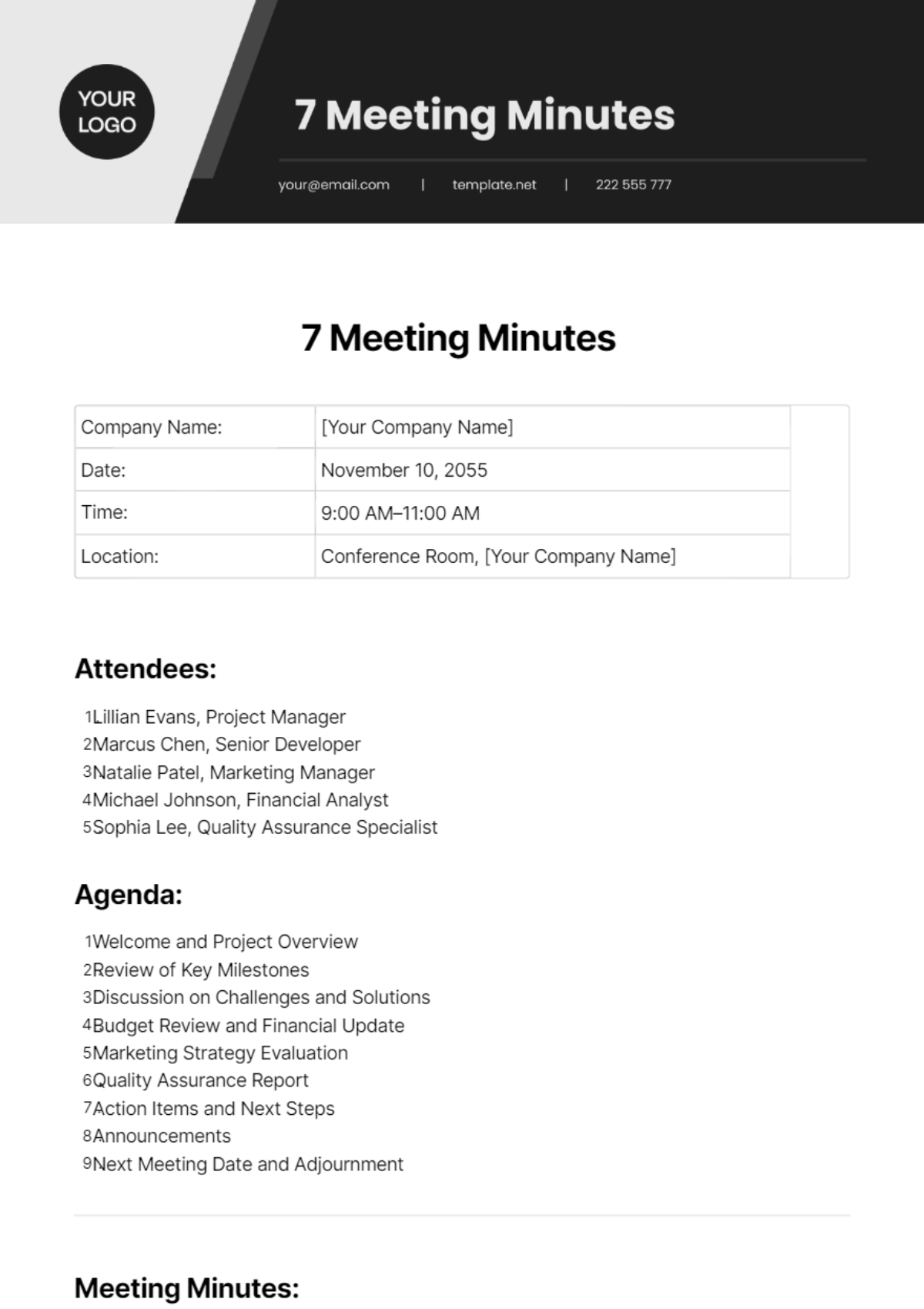 7 Meeting Minutes Template