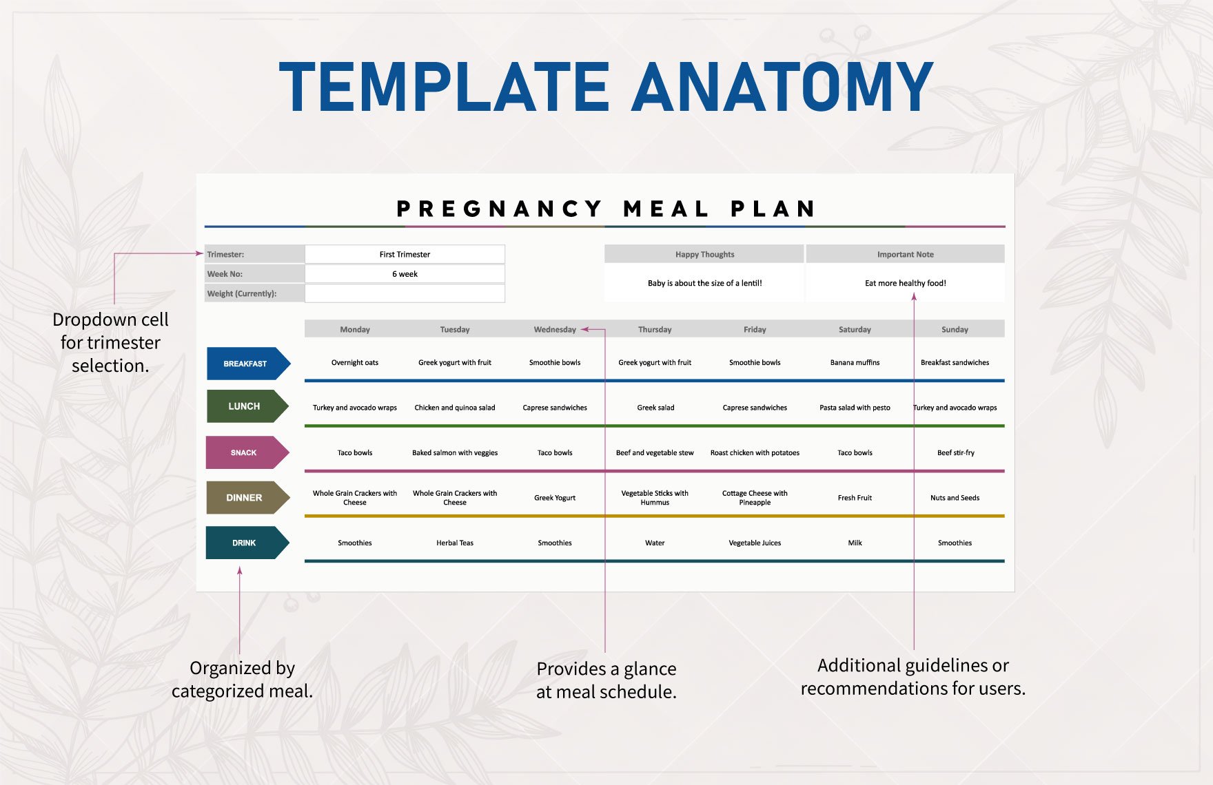Pregnancy Meal Plan Template