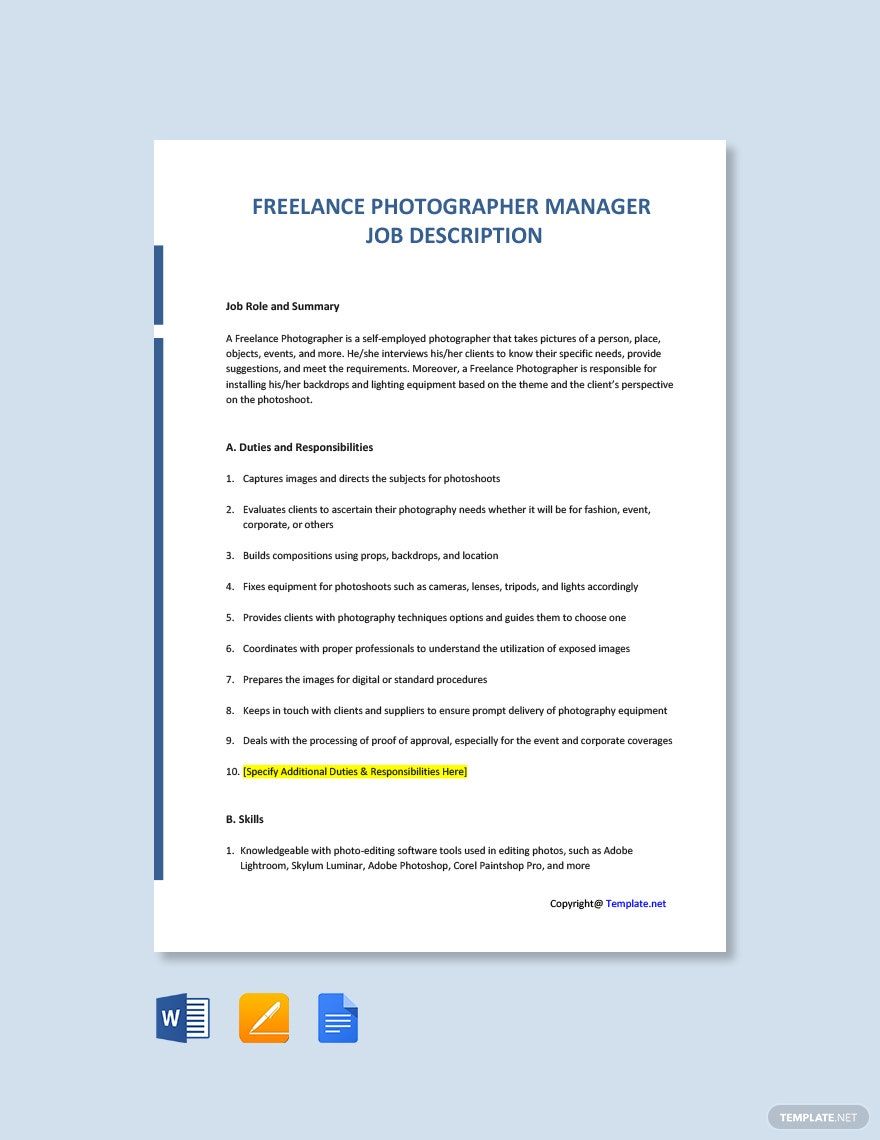 Photographer Template in PDF FREE Download