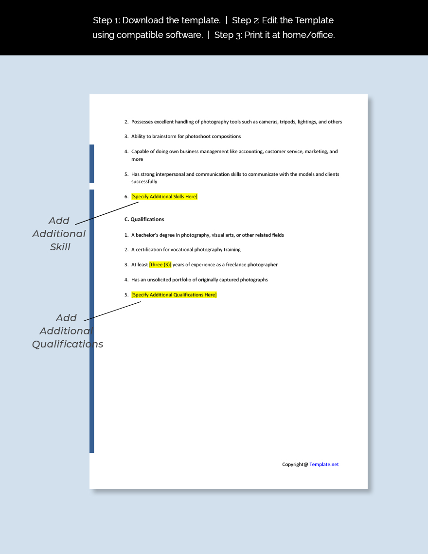 Freelance Photographer Description Template Google Docs Word Apple 