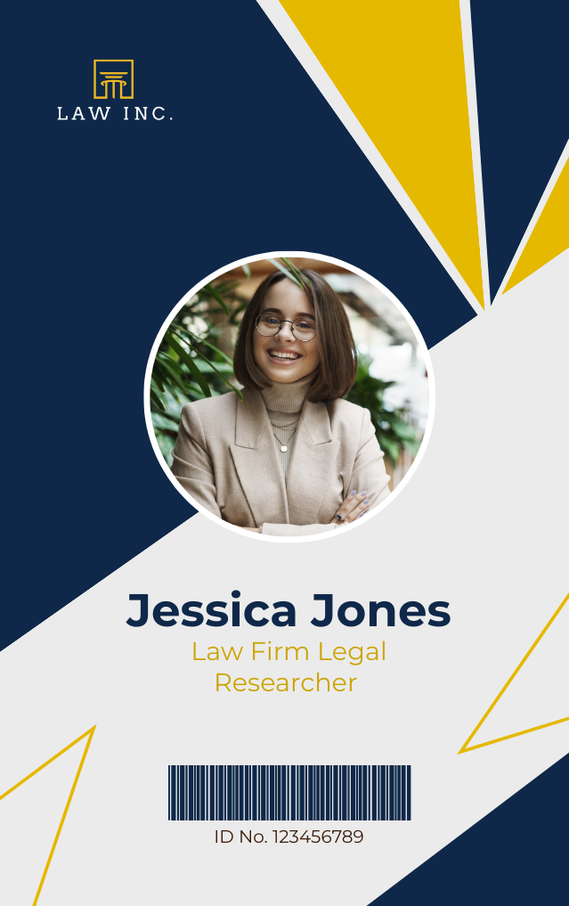 Law Firm Legal Researcher ID Card Template Edit Online Download 