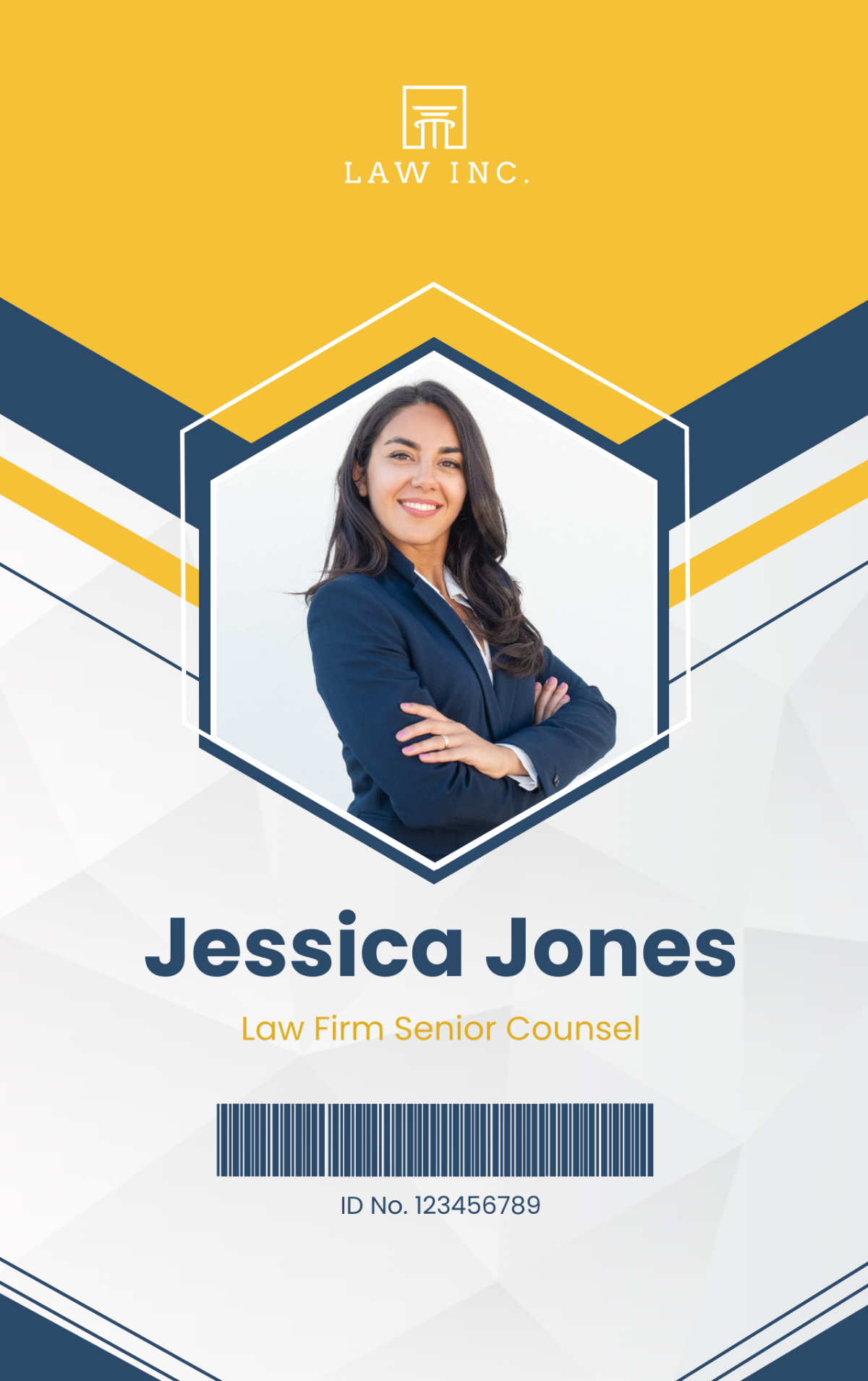 Law Firm Senior Counsel ID Card Template - Edit Online & Download