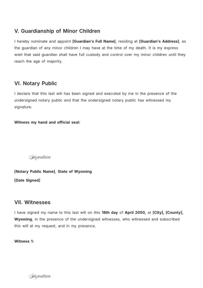 Free Wyoming Last Will and Testament Template to Edit Online