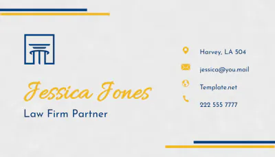 Free Law Firm Partner Business Card Template to Edit Online