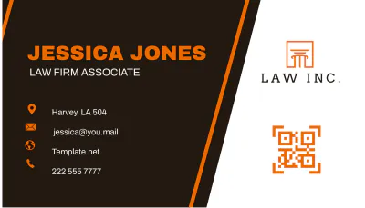 Free Law Firm Associate Business Card Template to Edit Online
