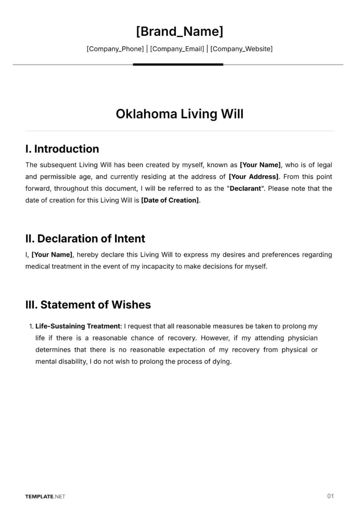 Free Living Will Templates To Edit Online Free Living Will Templates To Edit Online