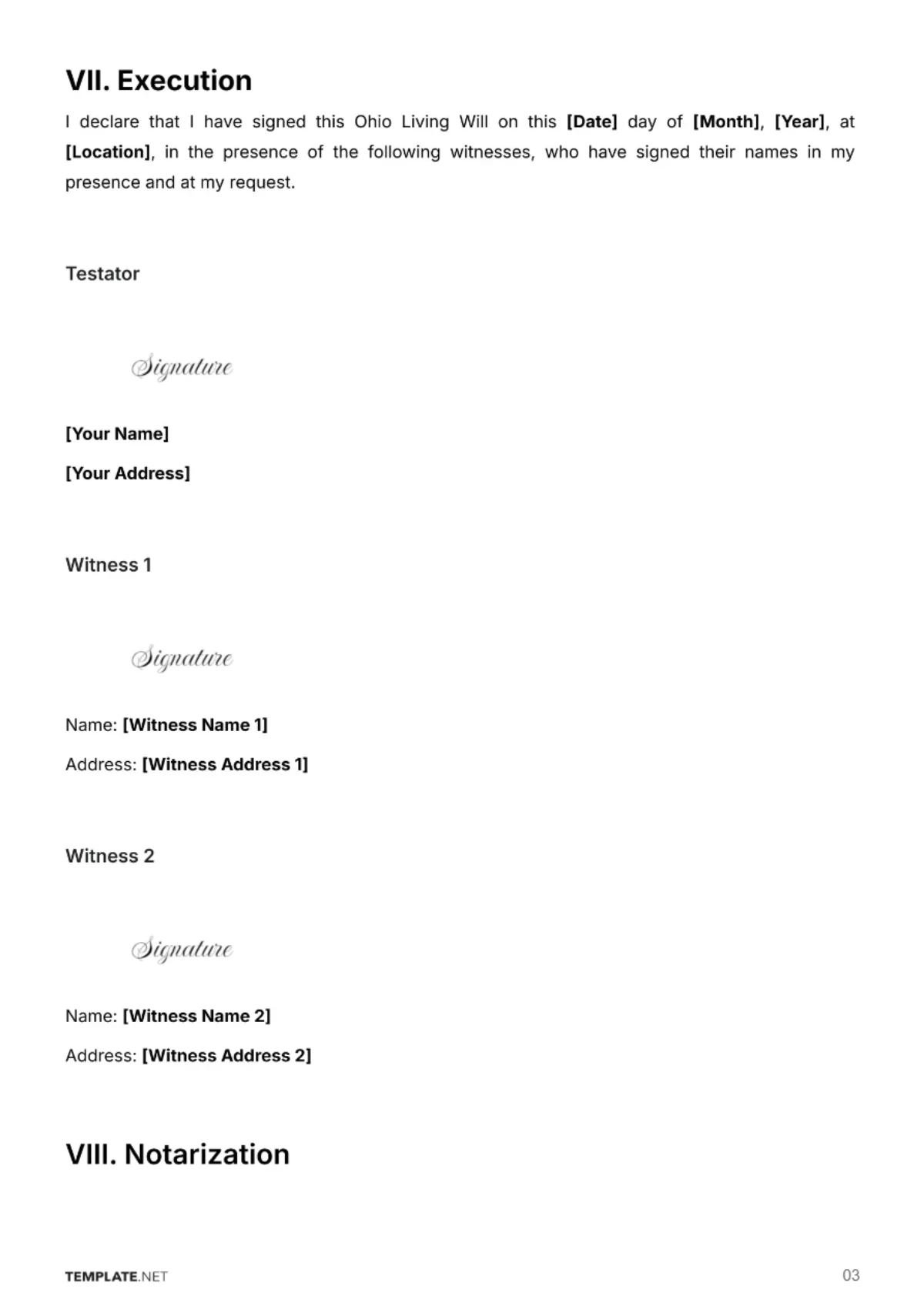 Free Ohio Living Will Template to Edit Online
