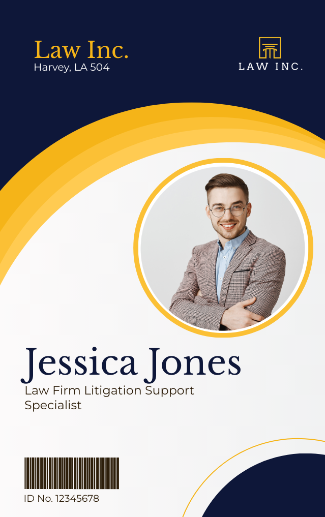 Law Firm Litigation Support Specialist ID Card Template
