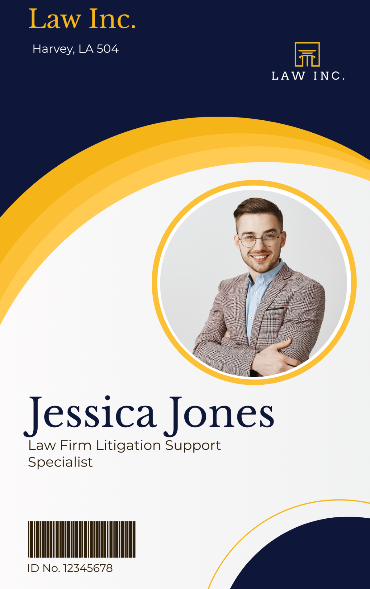 Free Law Firm Litigation Support Specialist ID Card Template