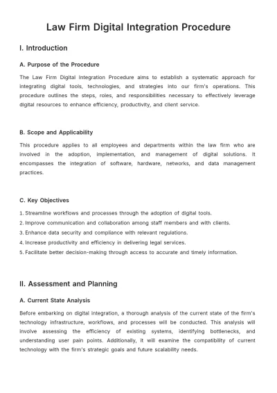 Free Law Firm Digital Integration Procedure Template to Edit Online