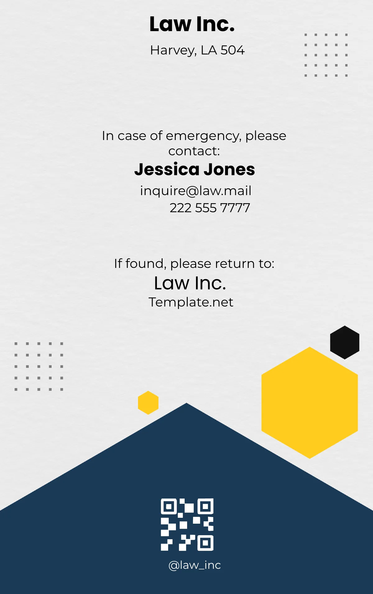 Free Law Firm Intellectual Property Lawyer ID Card Template to Edit Online