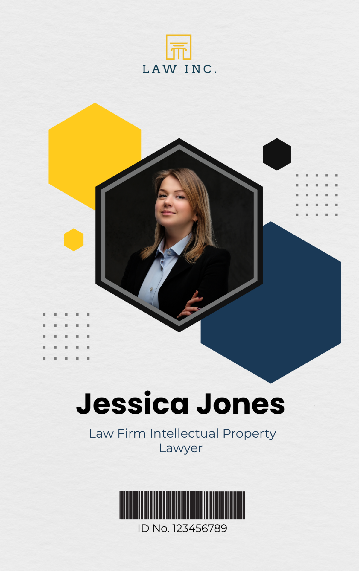 Law Firm Intellectual Property Lawyer ID Card Template - Edit Online & Download