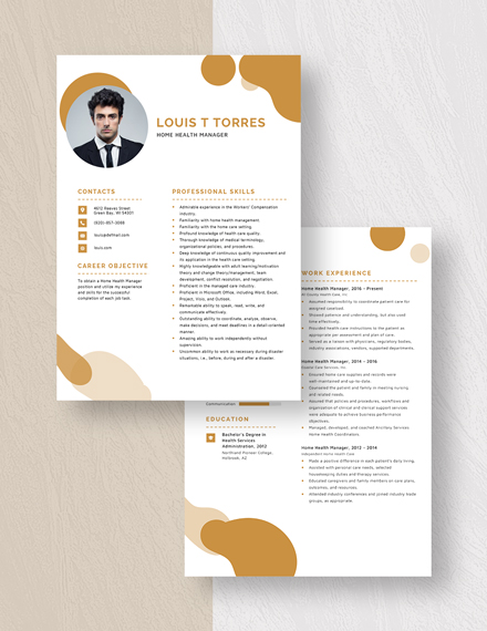 Home Health Manager Resume Download