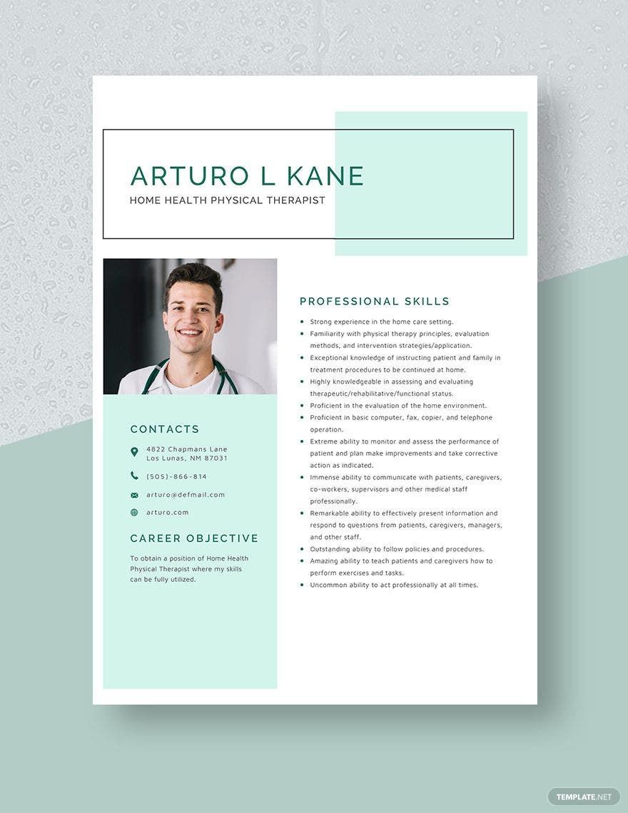 Home Health Physical Therapist Resume