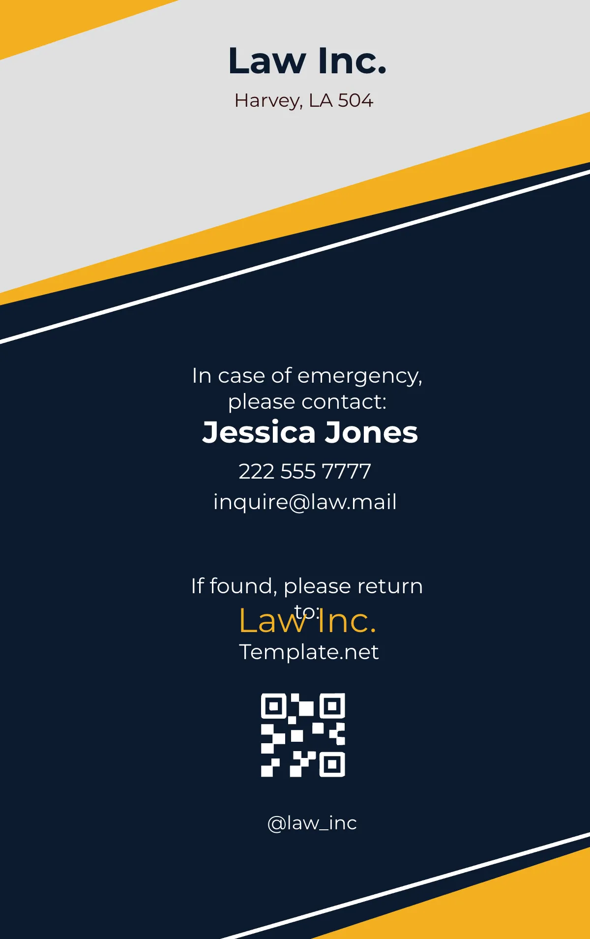 Free Law Firm Corporate Law Attorney ID Card Template to Edit Online