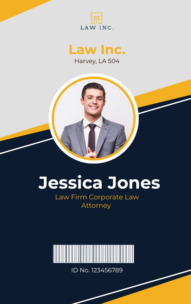 Free Law Firm Corporate Law Attorney ID Card Template