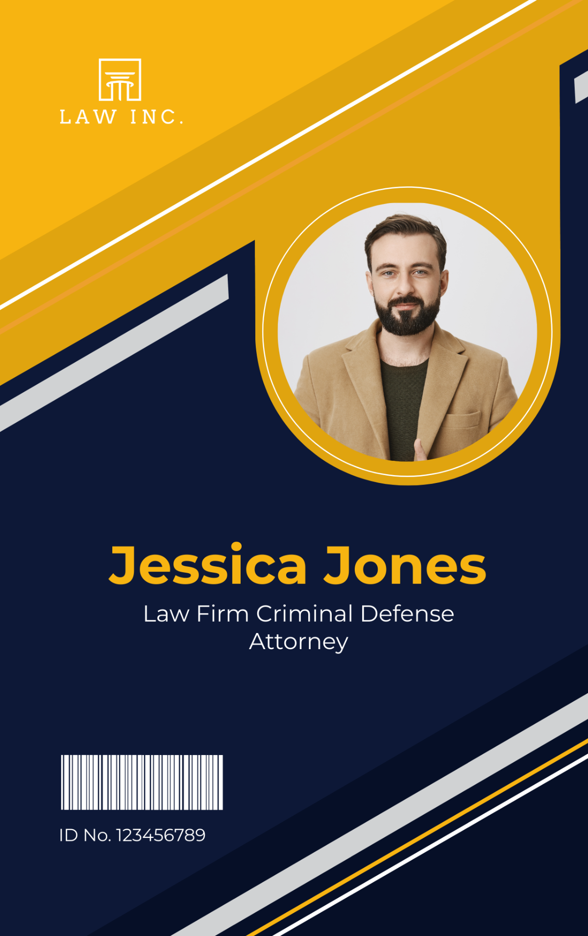 Law Firm Criminal Defense Attorney ID Card Template - Edit Online & Download