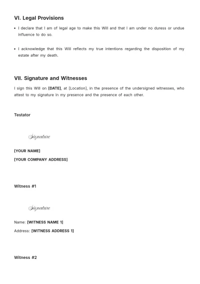 Free Alabama Last Will and Testament Template to Edit Online