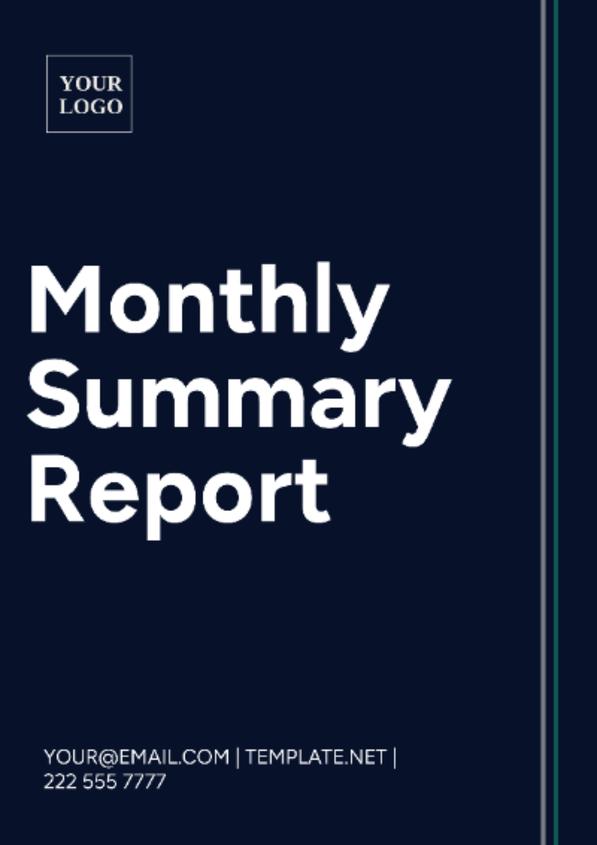 Monthly Summary Report Template