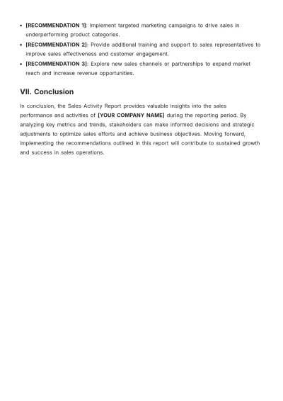 Free Sales Activity Report Template to Edit Online