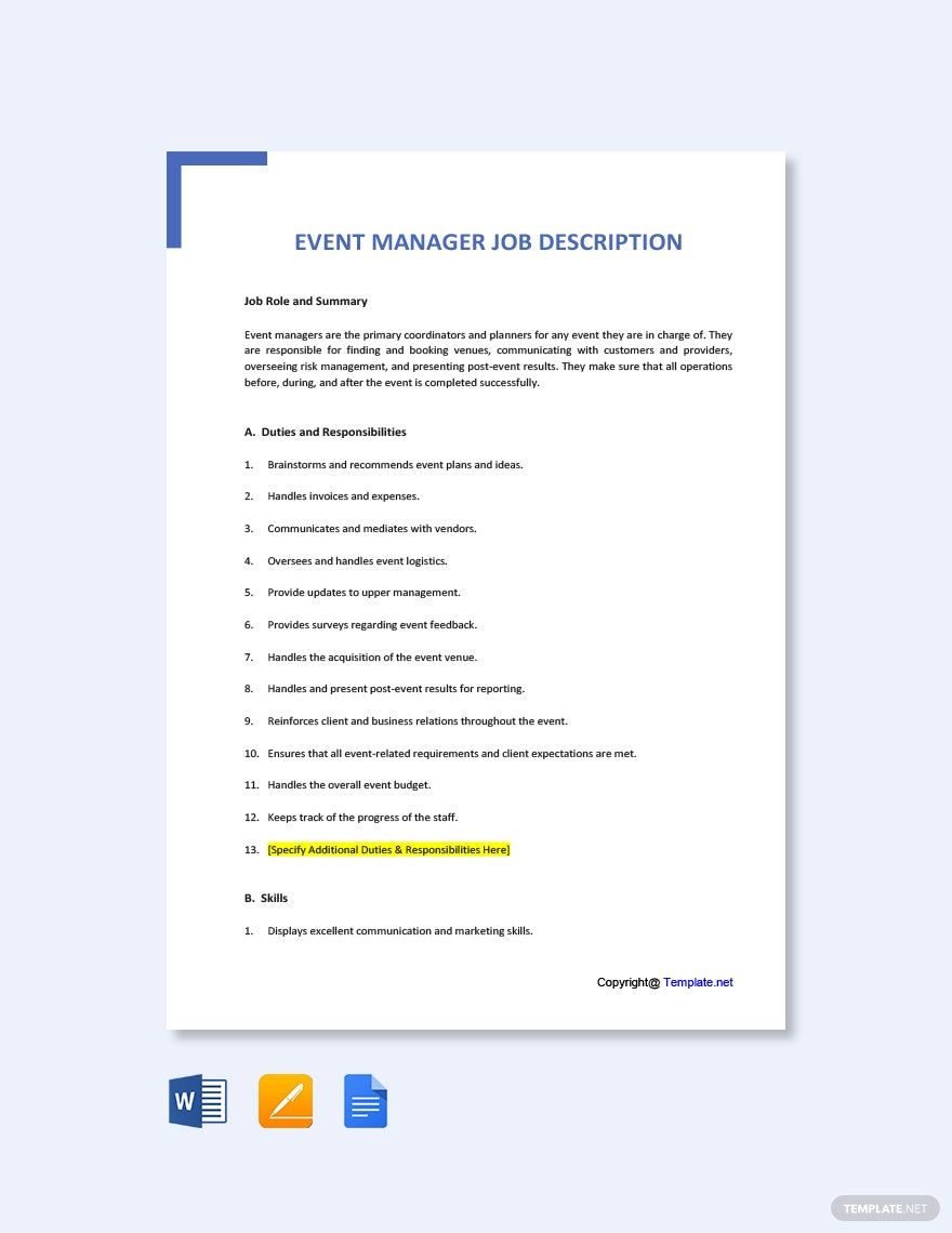 Event Manager Template In PDF FREE Download Template