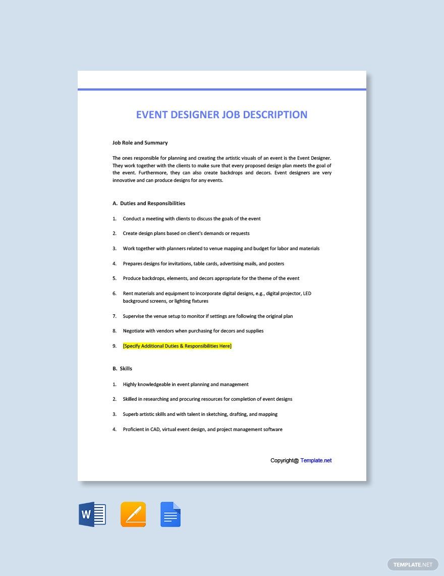 Event Planner Job Description Templates 47+ Docs, Free Downloads