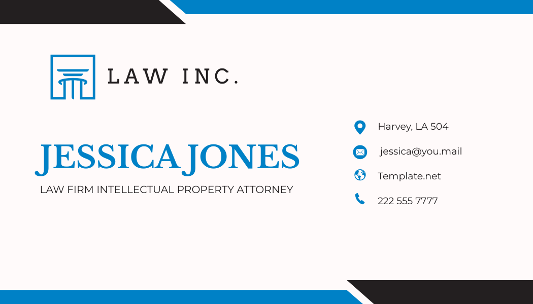 Law Firm Intellectual Property Attorney Business Card Template