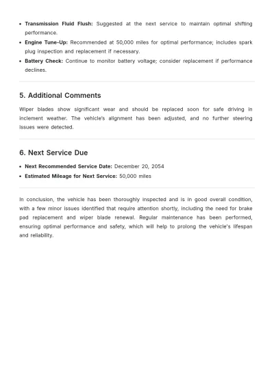 Free Vehicle Service Report Template to Edit Online