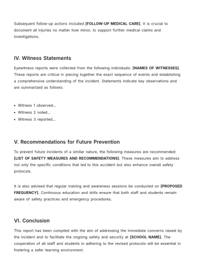 Free School Accident Report Template to Edit Online