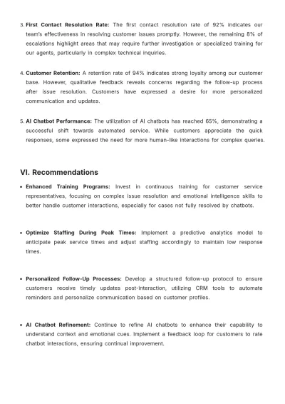 Free Customer Service Report Template to Edit Online