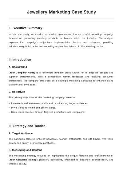 Free Jewellery Marketing Case Study Template to Edit Online