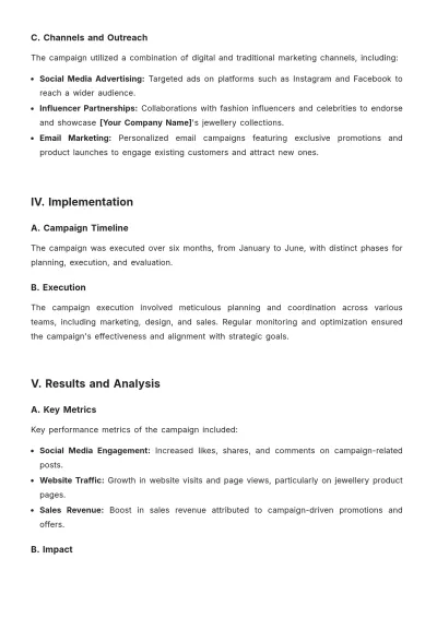 Free Jewellery Marketing Case Study Template to Edit Online