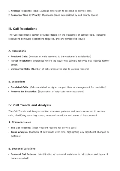 Free Service Call Report Template to Edit Online