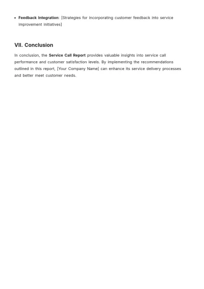Free Service Call Report Template to Edit Online