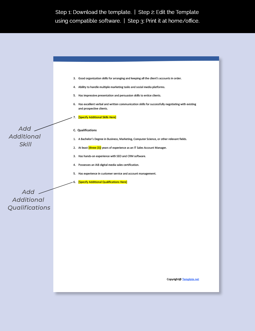 IT Sales Account Manager Job Ad And Description Template Download In 