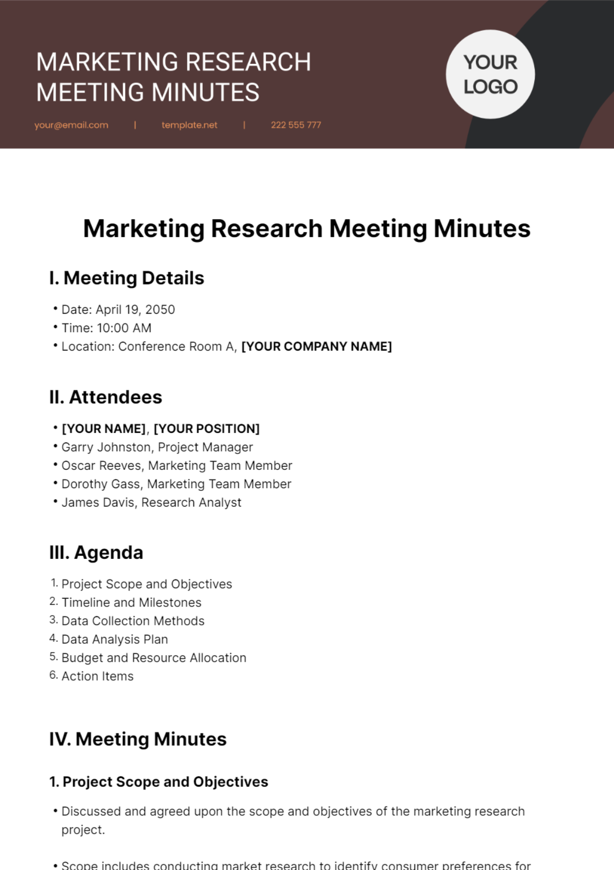 Marketing Research Meeting Minutes Template