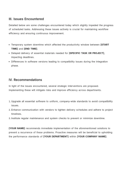 Free Daily Job Report Template to Edit Online