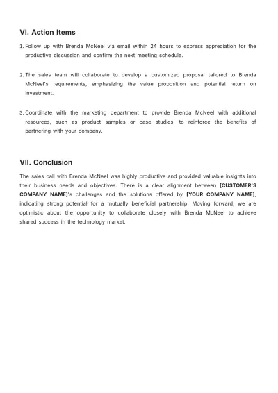 Free Sales Call Report Template to Edit Online