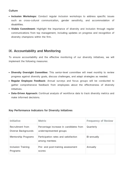 Free Law Firm Diversity and Inclusion Report Template to Edit Online
