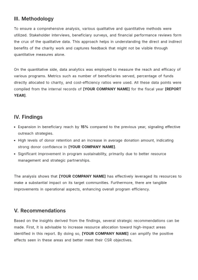 Free Charity Report Template to Edit Online