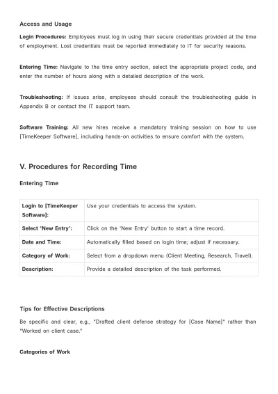 Free Law Firm Timekeeping Procedure Template to Edit Online