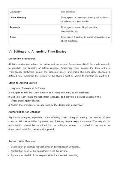 Free Law Firm Timekeeping Procedure Template to Edit Online