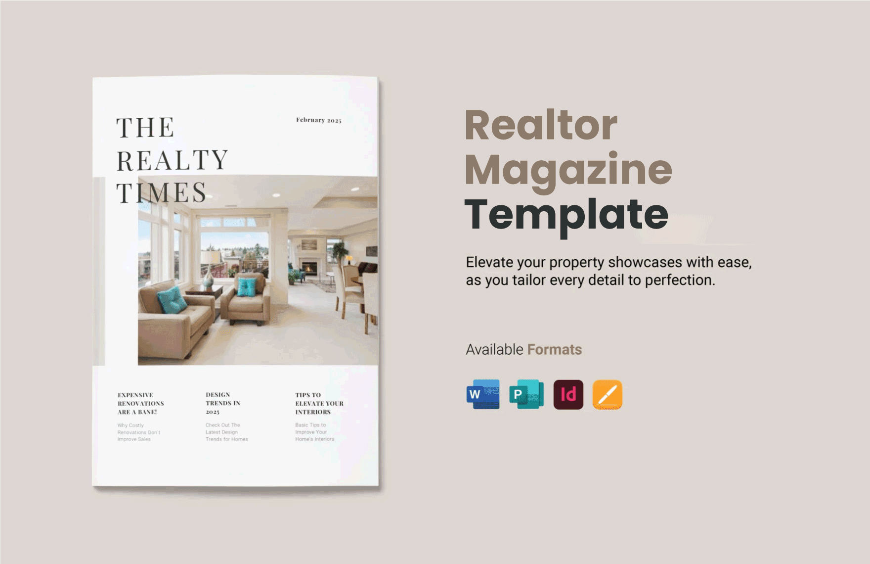 Free Realtor Magazine Template in Word, Apple Pages, Publisher, InDesign