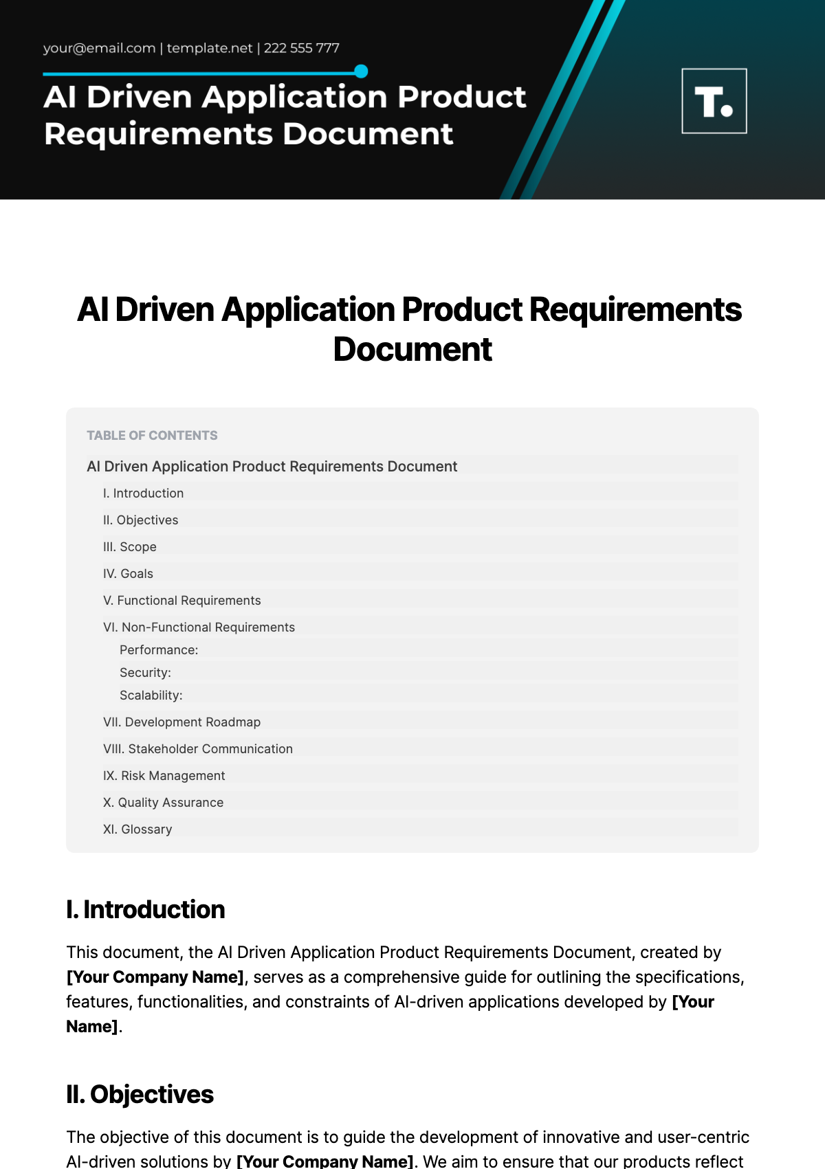 AI Driven Application Product Requirements Document Template