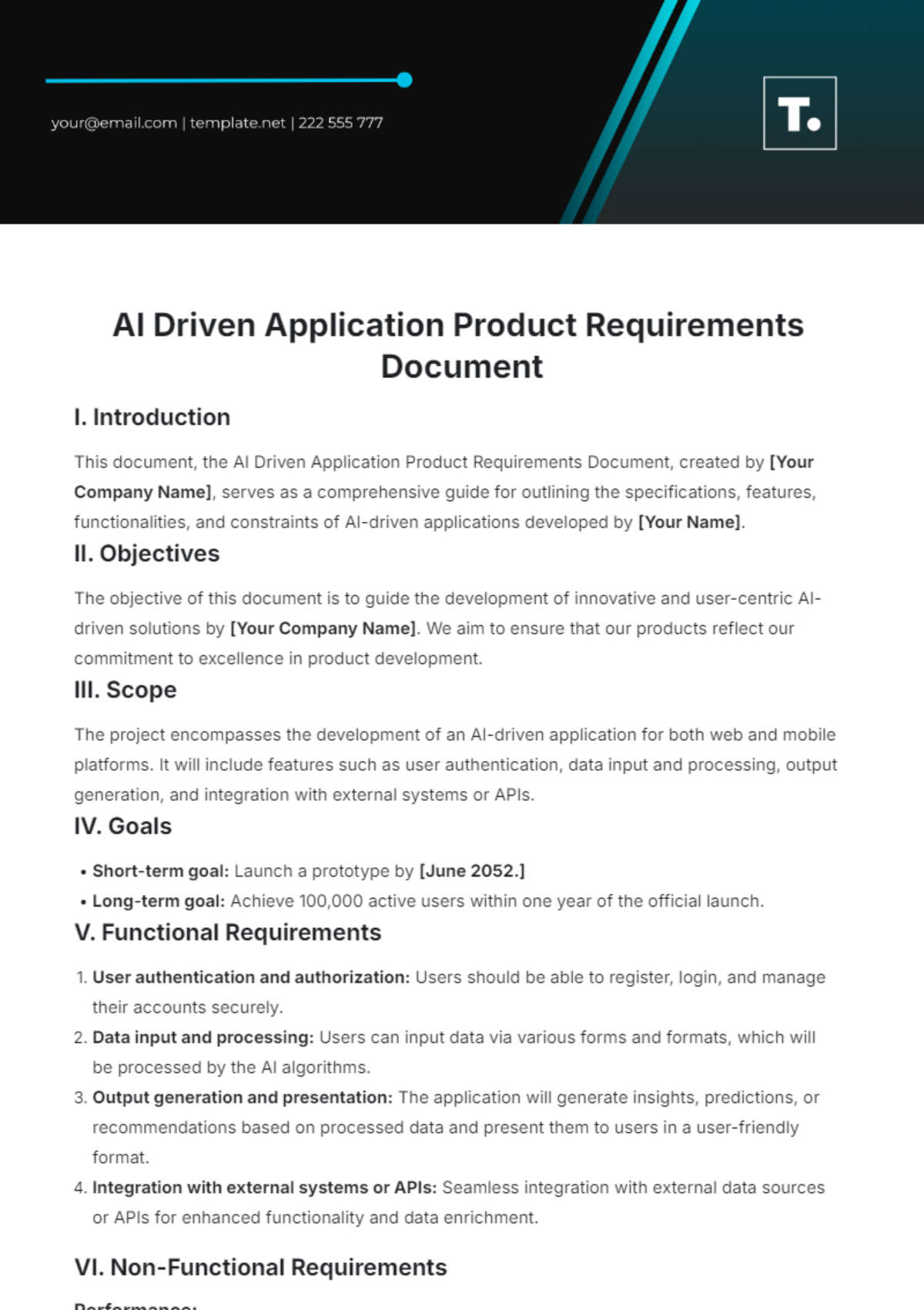 AI Driven Application Product Requirements Document Template