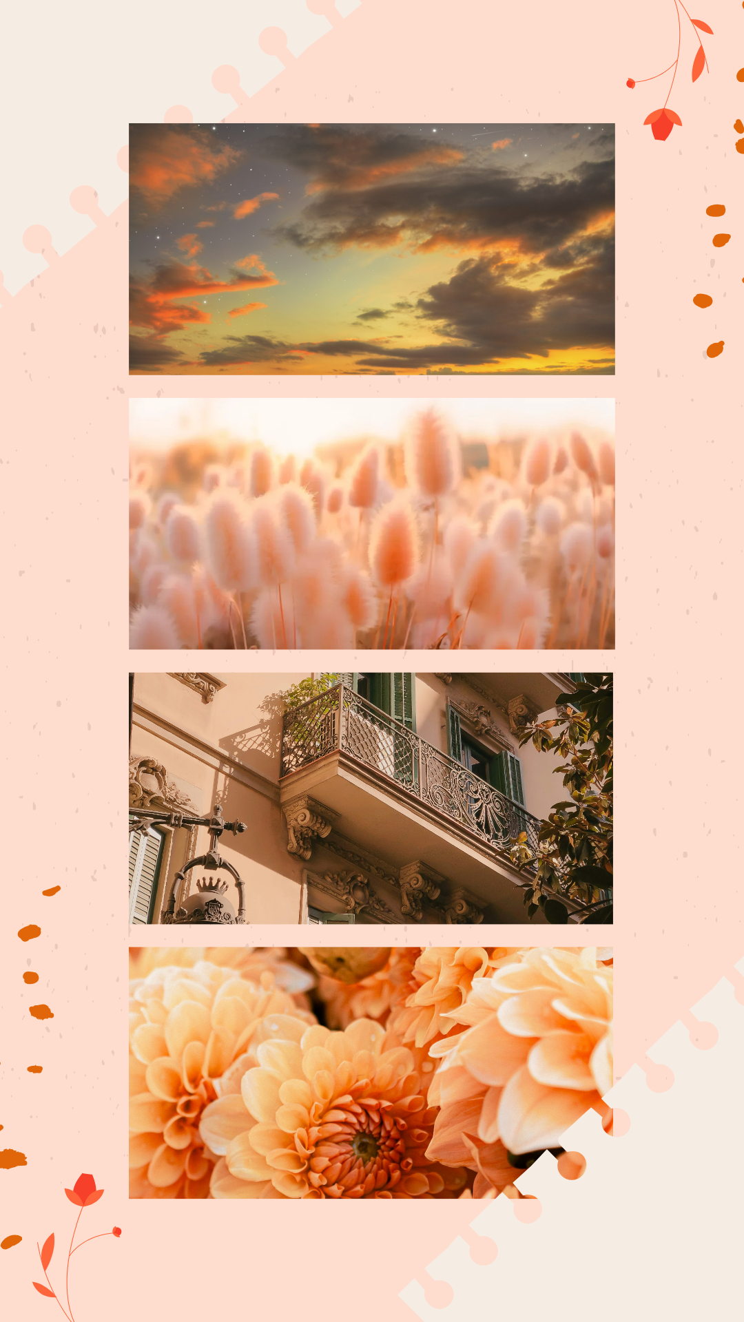 Free Peach Aesthetic Wall Collage Template