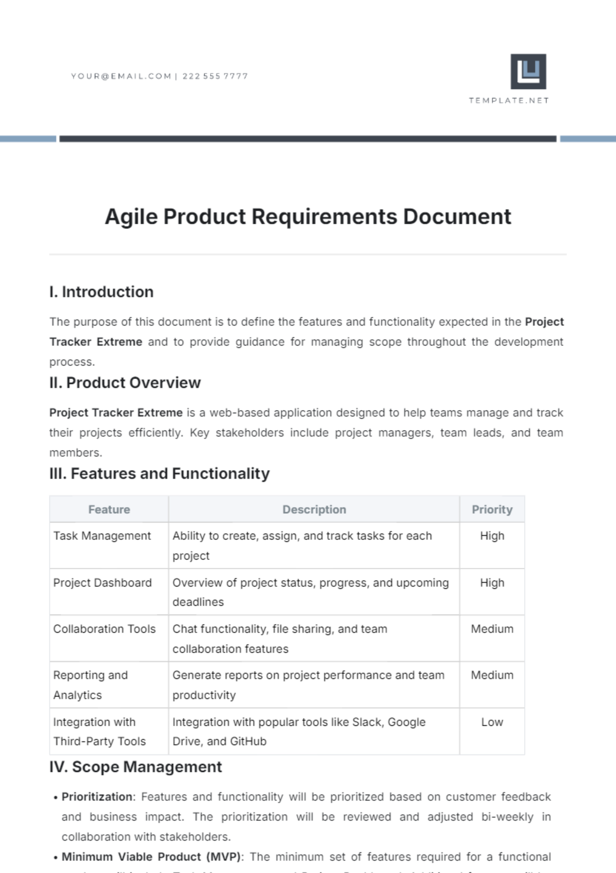 Agile Product Requirements Document Template | Template.net