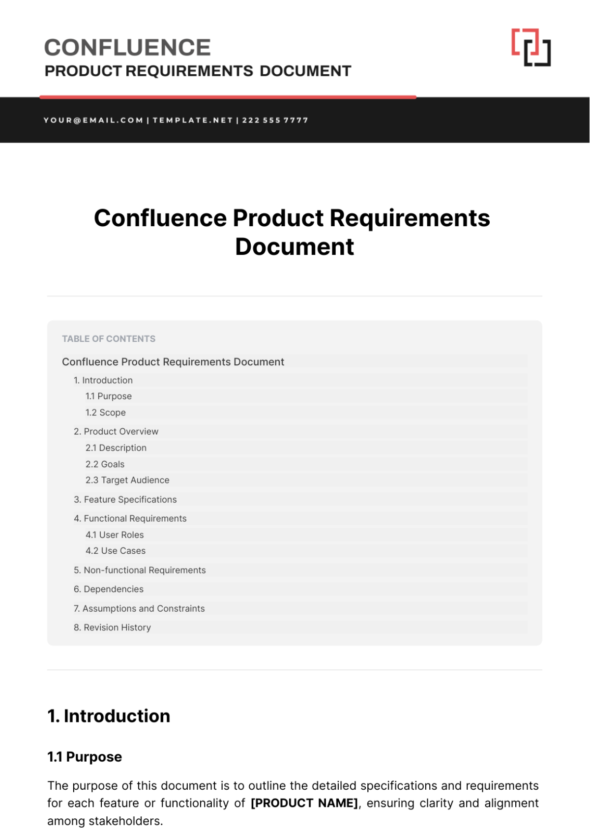 Confluence Product Requirements Document Template