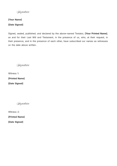 Free Tennessee Will Template to Edit Online